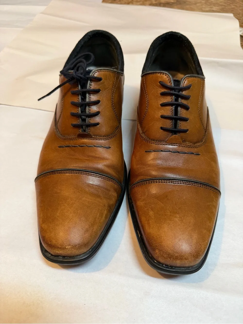 Hush Puppies Men’s Brown Leather Cap Toe Oxford Dress Shoes Size 8